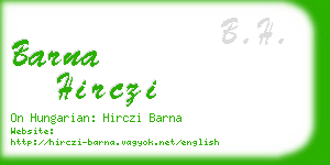 barna hirczi business card